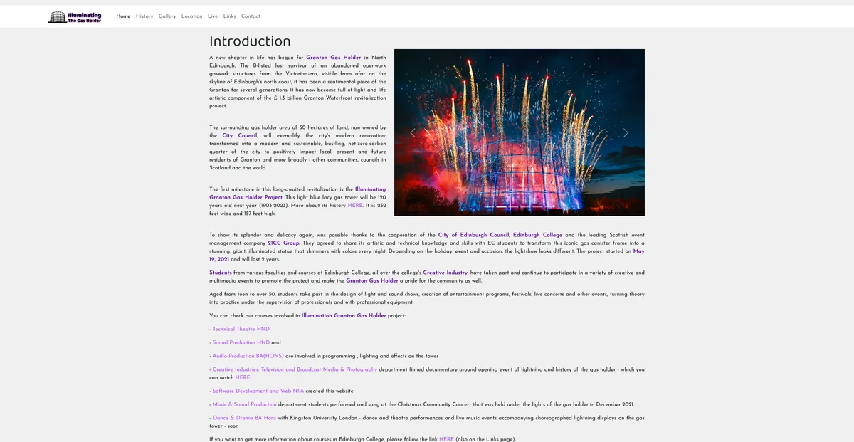Granton Gas Holder website preview