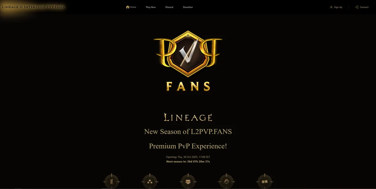 Lineage II PvPFans website preview